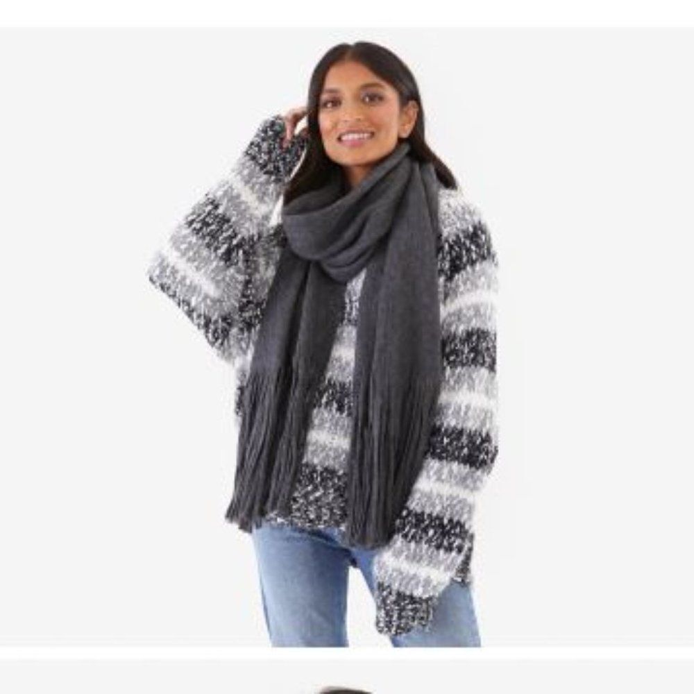 Lucky Brand Solid Brushed Scarf Charcoal Color